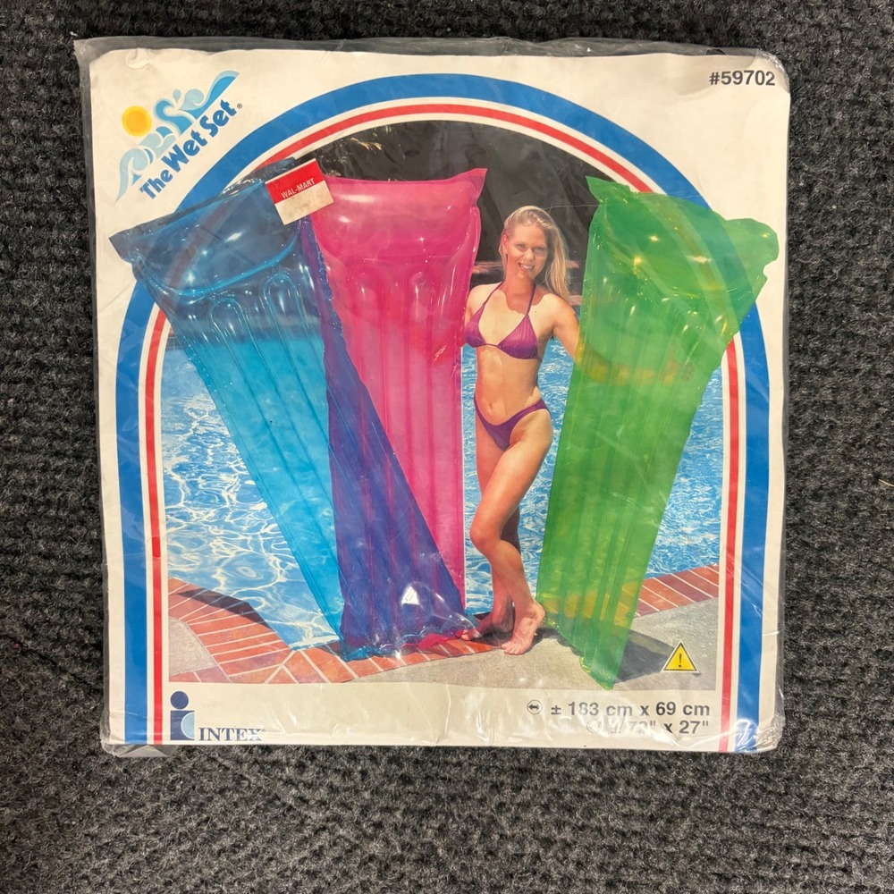 Vintage 1999 Intex The Wet Set Transparent Blue Inflatable Pool Mat Float 59702